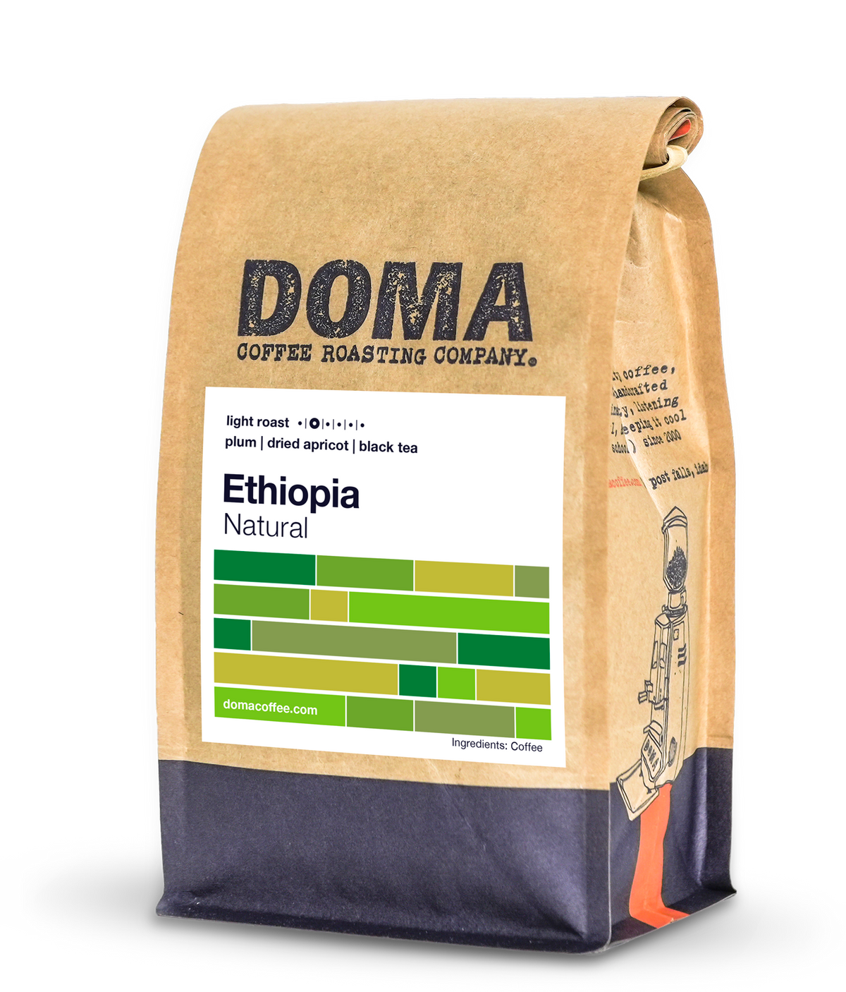 A 12 oz bag of Ethiopia Natural coffee with a badge saying "New Release"