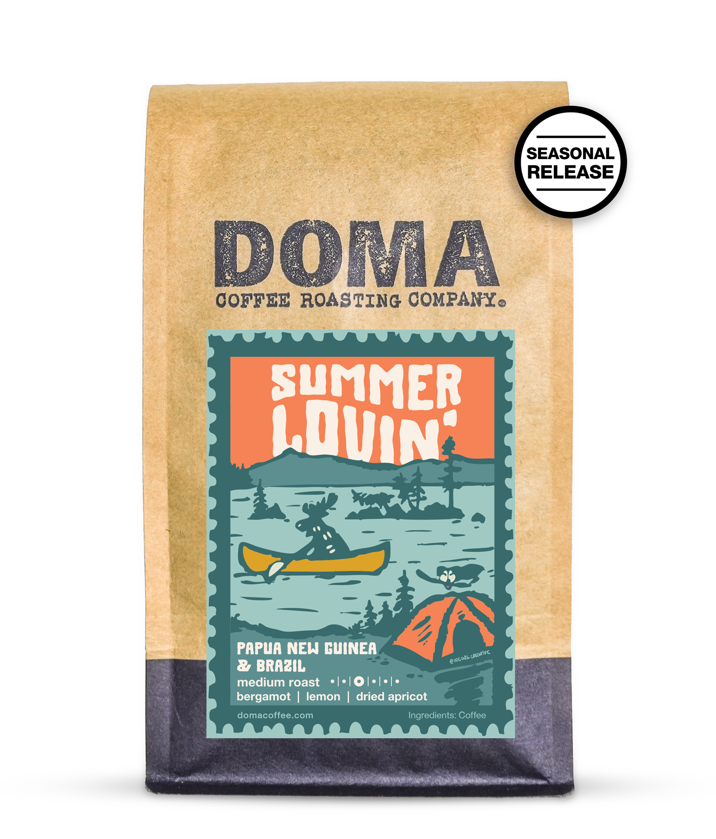 A 12 ounce bag of Summer Lovin' coffee